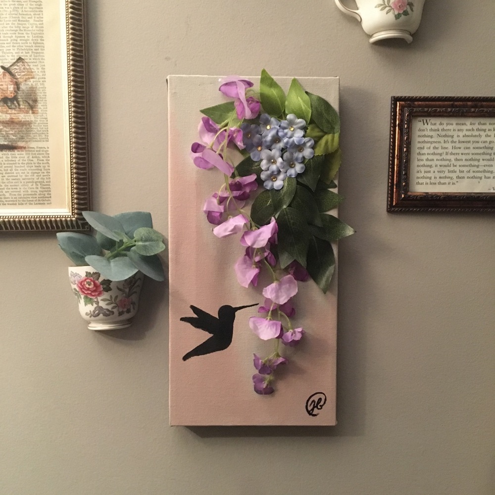 Hummingbird canvas wall hanging